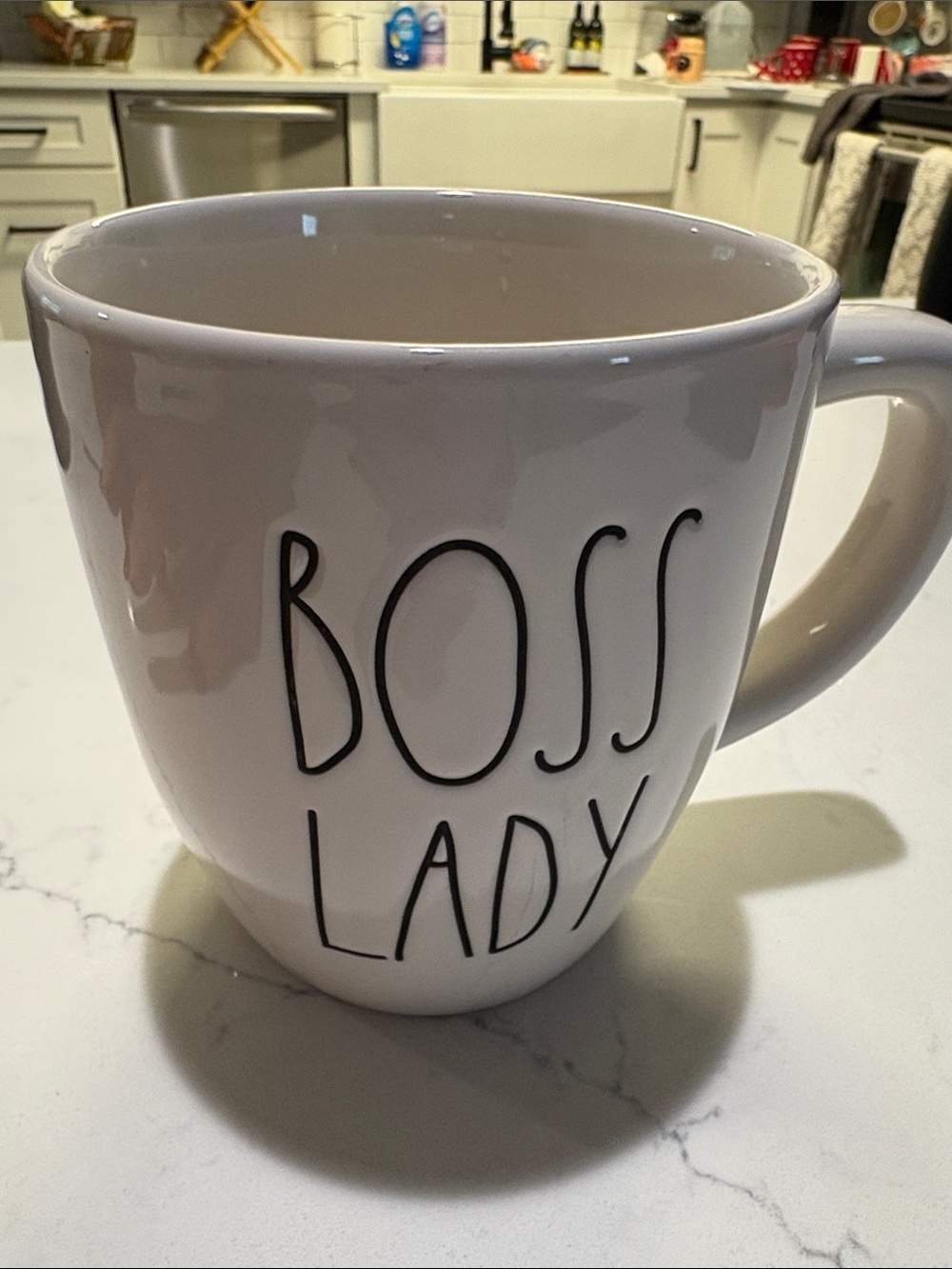 Rae Dunn White Ceramic Mug with Black 'BOSS LADY' Lettering - Picture 5 of 5